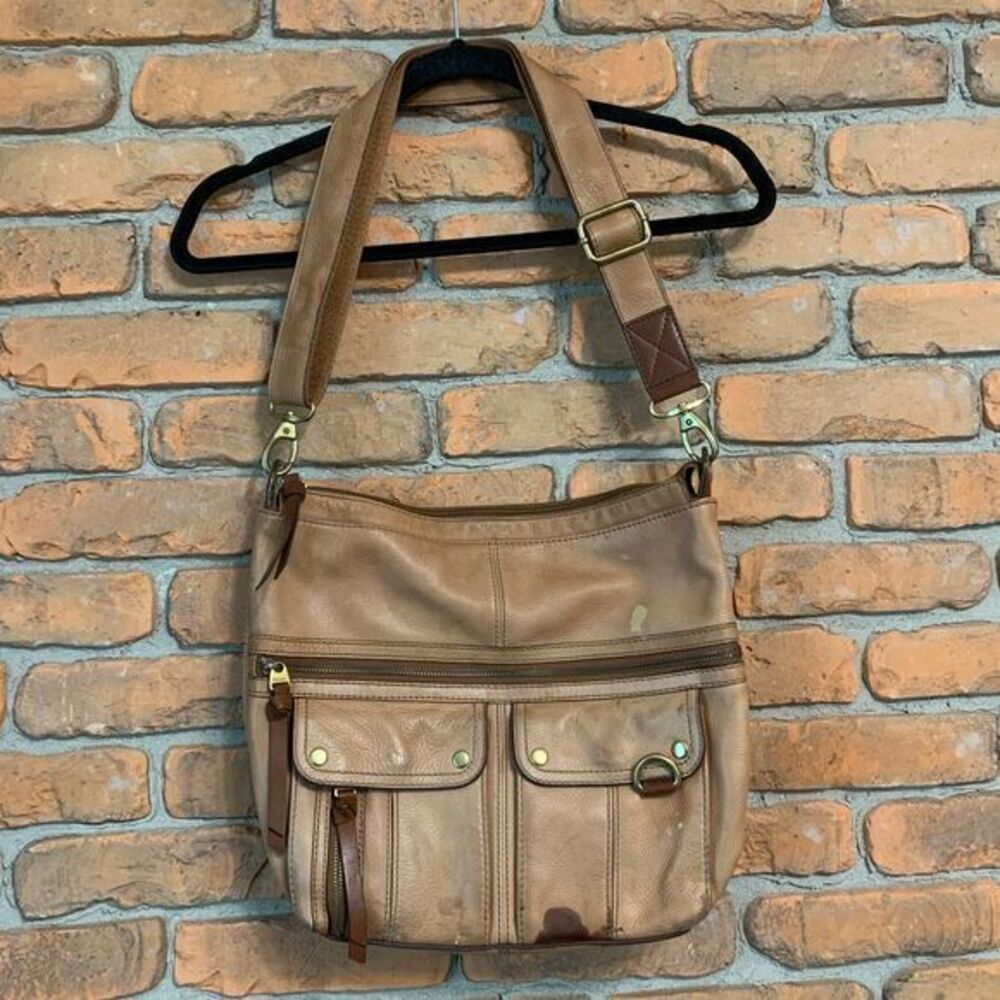 Fossil Women's Leather Morgan Top Zip Traveler Crossbody Messenger Purse‎ Bag